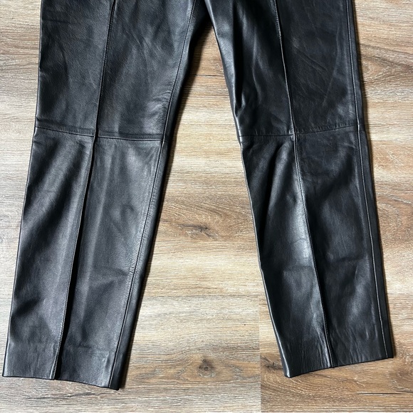 Vince Black Leather High Waisted Pleated Pants Size 4 - Picture 5 of 10